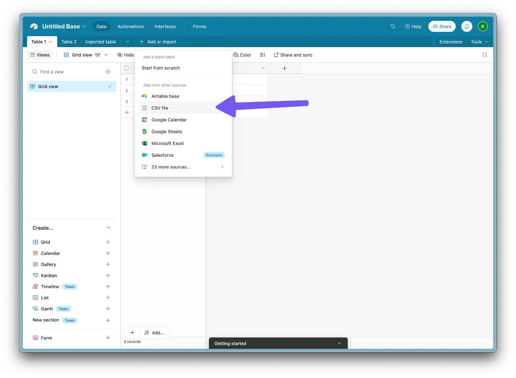 Importing data to Airtable